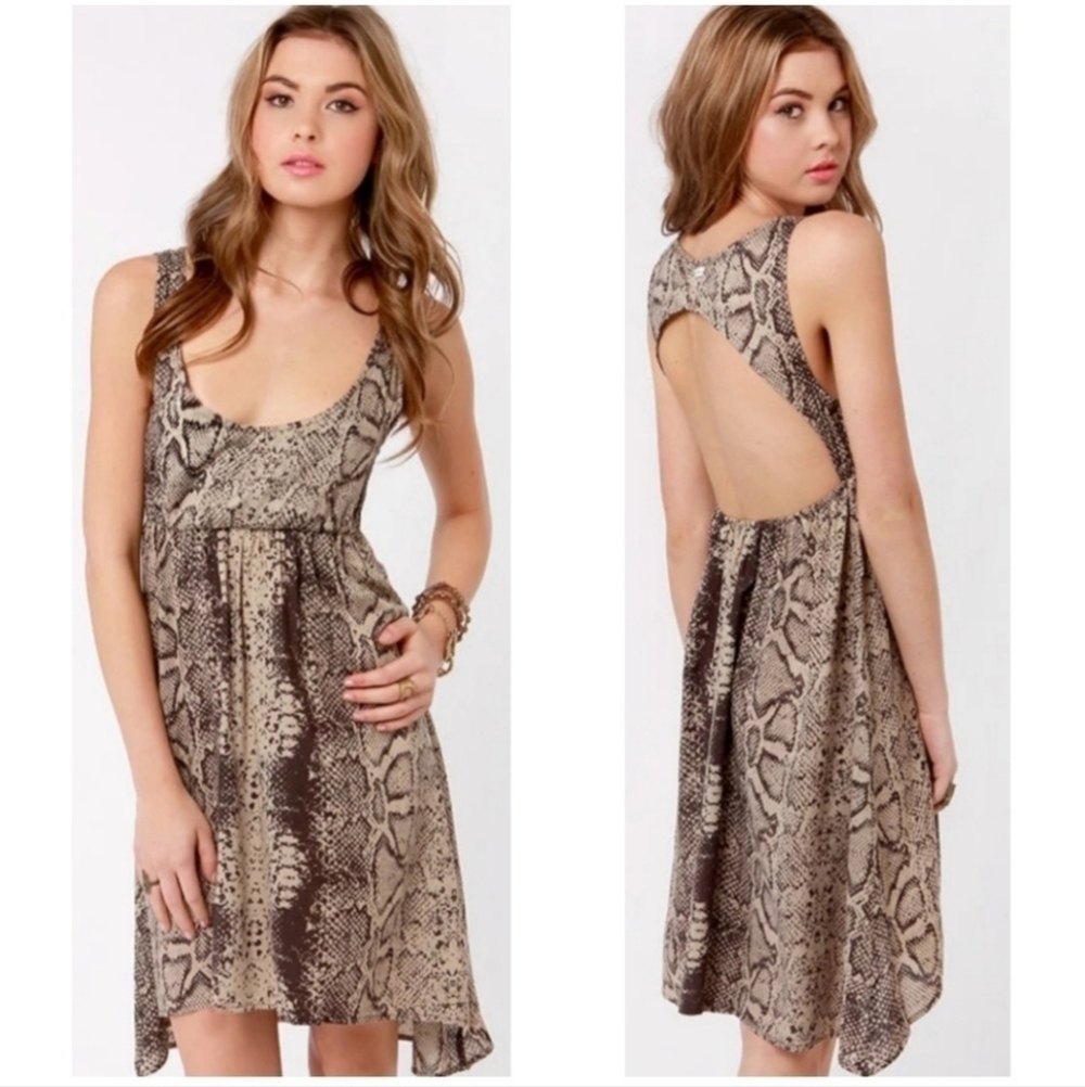 Rvca Drench Brown Snake Print Dress -> RVCA Drench Brown Snake Print Dress